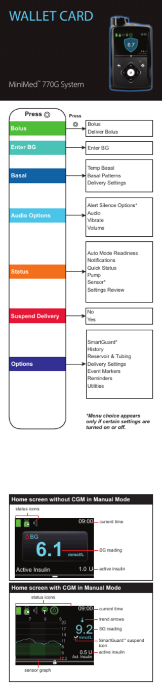 MiniMed 770G  System Wallet Card Rev A