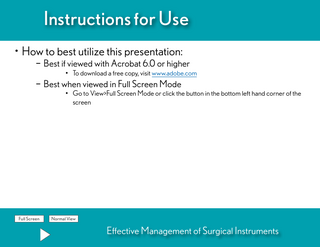 Effective Management of Surgical Instruments Instructions for Use In-Service 