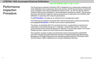 LIFEPAK 1000 Performance Inspection Procedure (PIP)