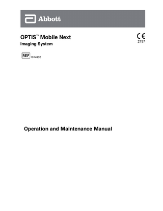 OPTIS Mobile Next Operation and Maintenance Manual Rev A