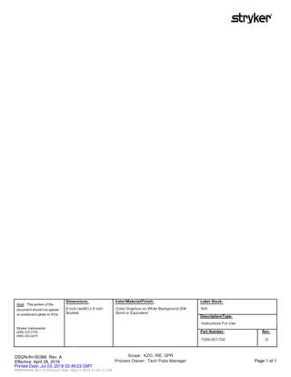 System 7 Reciprocating Saw Instructions for Use Rev D Sept 2017