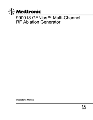 990018 GENius RF Ablation Generator Operators Manual