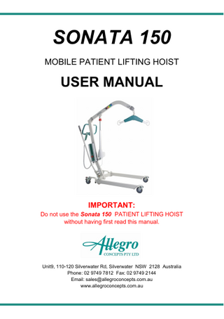 SONATA 150 User Manual 