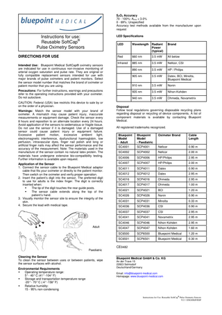 Reusable SoftCap Pulse Oximetry Sensors Directions for Use V2.3