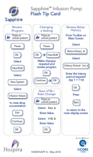 Sapphire Infusion Pump Flash Tip Card May 2014