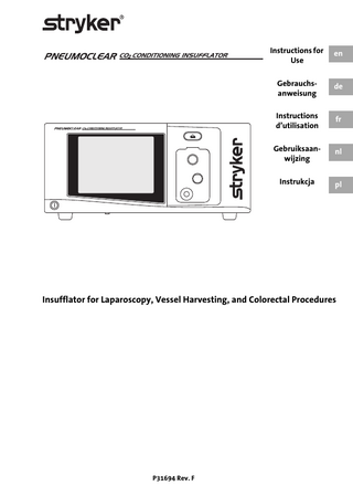 PNEUMOCLEAR Type FM300 CO2 Conditioning Insufflator Instructions for Use Rev F Nov 2018