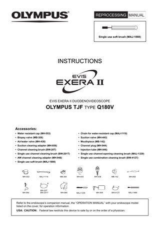 TJF-Q180V EVIS EXERA II DUODENOVIDEOSCOPES Reprocessing Manual Jan 2015