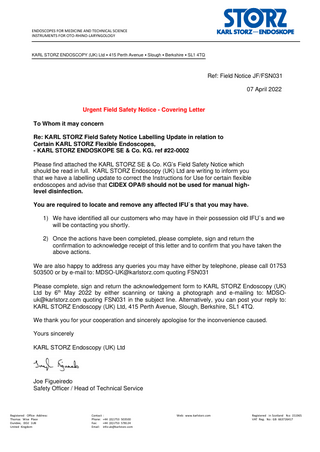 Flexible Video-Cysto-Urethroscope series 11272 series Instruction Manual V2.2 April 2022