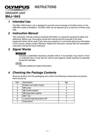 MAJ-1643 Drawer Unit Instructions Issue 4 Jan 2012