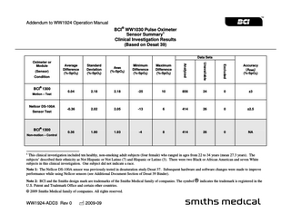 SPECTRO2 30 WW1030 Addendum Sensory Summary Based on Desat 39 Rev 0 Sept 2009