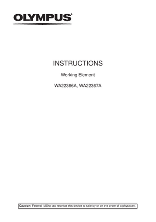 WA22366A and WA22367A SurgMaster Working Elements  Instructions Jan 2011