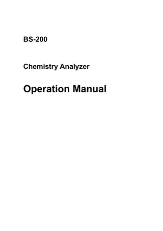 BS-200 Chemistry Analyzer Operation Manual