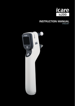 Icare ic200 tonometer manual  ENGLISH  TONOMETER Icare® ic200 INSTRUCTION MANUAL TA031-046 EN 2.8 The information in this document is subject to change without prior notice. Should a conflict situation arise concerning a translated document, the Englishlanguage version shall prevail.  0598 This device complies with: Medical Device Directive 93/42/EEC Canadian Medical Device Regulations RoHS Directive 2011/65/EU Radio equipment directive 2014/53/EU. Copyright © 2019 Icare Finland Oy. All rights reserved. Icare is a registered trademark of Icare Finland Oy, all other trademarks are the property of their respective owners. Made in Finland. Icare Finland Oy/Tiolat Oy Äyritie 22, FI-01510 Vantaa, Finland Tel. +358 9 8775 1150, Fax +358 9 728 6670 www.icaretonometer.com, info@icarefinland.com  TABLE OF CONTENTS SAFETY INSTRUCTIONS... 3 INTENDED USE... 5 INTRODUCTION... 5 PACKAGE CONTENTS... 5 FEATURES AND PARTS OF THE TONOMETER...5 TAKING THE DEVICE INTO USE... 6 INSTALLING THE WRIST STRAP...6 INSTALLING THE BATTERIES FOR THE FIRST TIME...6 TURNING THE TONOMETER ON...7 LOADING THE PROBE ... 7 PROBE BASE INDICATOR LIGHT ... 7 MEASUREMENT... 8 USER INTERFACE FUNCTIONS... 11 BLUETOOTH ... 12 PRINTER ...12 EXPORT...13 ERROR AND INFO MESSAGES ... 14 MEASUREMENT FLOW CHART... 15 ACCESSORIES, DETACHABLE PARTS AND OTHER SUPPLIES...16 TECHNICAL INFORMATION... 16 IT-NETWORK SPECIFICATIONS...16 PERFORMANCE DATA... 17 MAINTENANCE... 17 REPLACING THE PROBE BASE... 17 CLEANING THE TONOMETER... 17 RETURNING THE ICARE TONOMETER FOR SERVICING OR REPAIR...18 PERIODIC SAFETY CHECKS... 18 SYMBOLS... 18 INFORMATION TO THE USER REGARDING THE RADIO COMMUNICATION PART OF THE DEVICE...19 ELECTROMAGNETIC DECLARATION...20  www.icaretonometer.com  2  