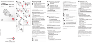 Gebrauchsanweisung • Instructions for Use 1 2 de Gebrauchsanweisung eFlow rapid Vernebler ® –– Lesen Sie diese Gebrauchsanweisung sorgfältig durch, damit Sie sich mit dem Gebrauch des eFlow®rapid Verneblers vertraut machen können. –– Lesen Sie unbedingt auch die Gebrauchsanweisung des eFlow®rapid nebuliser system vor dem ersten Gebrauch durch. Darin befinden sich zusätzliche wichtige Hinweise zum Gebrauch des eFlow®rapid Verneblers, insbesondere zum Anschluss, zum Betrieb und zur Hygiene. nebuliser handset 178G8020 3 4 1 Zweckbestimmung Der eFlow rapid Vernebler ist für den Gebrauch mit einer eFlow®rapid Steuerungseinheit (Typ 178) oder einem eBase Controller (Typ 678) bestimmt. ® Der eFlow rapid Vernebler ist zu Hause für den Gebrauch ohne Patientenwechsel bestimmt. 5 6 Die Verneblungszeit ist vom Inhalat und vom Füllvolumen abhängig. CE-Kennzeichnung: Dieses Produkt entspricht den Anforderungen der Richtlinien 93/42/EWG (Medizinprodukte) und 2011/65/EU (RoHS). Sicherheitshinweise Gebrauchsanweisung beachten (Hintergrund = blau, Symbol = weiß) Das Medizinprodukt wurde nach dem 13. August 2005 in Verkehr gebracht. Das Produkt darf nicht über den normalen Hausmüll entsorgt werden. Das Symbol der durchgestrichenen Mülltonne weist auf die Notwendigkeit der getrennten Sammlung hin. 7 Partikelgrößenverteilung Informationen zur Partikelgrößenverteilung gemäß DIN EN 13544-1 erhalten Sie auf Anfrage von PARI Pharma. Weitere Informationen erhalten Sie vom Servicepartner vor Ort. www.eflowrapid.info 2 Verwendung des Verneblers 7 ©2016 PARI Pharma GmbH, 178D1028-D 07/16 9 8 • Zerlegen und reinigen Sie den Vernebler einschließlich des Aerosolerzeugers vor dem ersten Gebrauch wie es in der Gebrauchsanweisung für das eFlow®rapid nebuliser system beschrieben wird. • Bauen Sie den Vernebler gemäß Abbildung zusammen: 1 Öffnen Sie den Vernebler 2 Setzen Sie den Aerosolerzeuger ein – Berühren Sie nicht die Membran (Metallteil, Mitte) des Aerosolerzeugers! 3 Legen Sie das Einatemventil ein 4 Schließen Sie den Vernebler 5 Stecken Sie das Mundstück auf 6 Schließen Sie das Verneblerkabel an 7 Füllen Sie das Medikament ein 8 Schließen Sie den Medikamentenbehälter 9 Setzen Sie sich entspannt und aufrecht hin Dadurch kann die Inhalation erleichtert und die Medikamentendeposition in den Atemwegen verbessert werden. 3 Reinigung und Desinfektion The nebuliser handset (incl. aerosol head) must be cleaned immediately after each use and disinfected at least once a day (see instructions for use enclosed with the eFlow®rapid nebuliser system). 4 Replace your nebuliser handset The nebuliser is designed for multiple uses. In order to ensure that an exact quantity is delivered throughout the inhalation treatment period, and that the session is as quick as possible, the nebuliser must be replaced at least every 12 months and the aerosol head every 3 to 6 months depending on the frequency and duration of its use. 5 Package contents One eFlow®rapid nebuliser handset including an eFlow®rapid aerosol head. 6 Explanation of symbols Manufacturer Article number Serial number en Instructions for use eFlow®rapid nebuliser handset –– Read these instructions carefully to learn how to use your eFlow®rapid nebuliser handset. –– Make sure you also read the instructions for use enclosed with the eFlow®rapid nebuliser system before first use. They include important additional information about use of the eFlow®rapid nebuliser handset in particular in relation to connection, operation and hygiene. 1 Intended use The eFlow®rapid nebuliser handset is intended to be used in combination with an eFlow®rapid control unit (type 178) or an eBase Controller (type 678). The eFlow®rapid nebuliser handset is intended for single patient use at home. CE marking: This product is compliant with the requirements set forth in 93/42/EEC (Medical Devices) and 2011/65/EU (RoHS). Safety warning Follow the instructions for use (background = blue, symbol = white) The medical device was distributed commercially after 13 August 2005. This product must not be disposed of with normal domestic waste. The symbol of a crossed-through refuse bin indicates that separate collection is required. 7 Particle size distribution Information about particle size distribution compliant with DIN EN 13544-1 is available on request from PARI Pharma. es Instrucciones de uso Nebulizador eFlow®rapid –– Lea detenidamente estas instrucciones para saber cómo utilizar el nebulizador eFlow®rapid. –– Asegúrese de leer también las instrucciones de uso adjuntas al eFlow®rapid nebuliser system antes de utilizar el producto por primera vez. Contienen información complementaria importante sobre el uso del nebulizador eFlow®, particularmente en relación con la conexión, el funcionamiento y la higiene. 1 Finalidad de uso El nebulizador eFlow®rapid ha sido diseñado para utilizarse en combinación con una unidad de mando eFlow®rapid (modelo 178) o con un eBase Controller (modelo 678). El nebulizador eFlow®rapid ha sido diseñado para ser utilizado por un solo paciente en el hogar. El tiempo de nebulización depende del producto de inhalación y del volumen de llenado. 2 Aplicación del nebulizador • Desmonte y limpie el nebulizador, incluido el generador de aerosol, siguiendo las instrucciones de uso adjuntas al eFlow®rapid nebuliser system antes de utilizarlo por primera vez. • Monte el nebulizador como se indica en las figuras: 1 Abra el nebulizador 2 Introduzca el generador de aerosol – No toque la membrana (la parte metálica, en el CENTRO) del generador de aerosol. 3 Coloque la válvula inspiratoria 4 Cierre el nebulizador 5 Conecte la boquilla 6 Monte el cable del nebulizador 7 Introduzca el fármaco 8 Cierre el contenedor del fármaco 9 Siéntese con la espalda erguida y en una postura relajada. Esto facilita la inhalación y mejora el depósito del fármaco en las vías respiratorias. 3 Limpieza y desinfección Der Vernebler (inkl. Aerosolerzeuger) muss sofort nach jedem Gebrauch gereinigt und mindestens einmal am Tag desinfiziert werden (weitere Informationen finden Sie in der Gebrauchsanweisung für das eFlow®rapid nebuliser system). The nebulisation time depends on the inhalation product and fill volume. 4 Austausch des Verneblers 2 Use of nebuliser handset 4 Cambie el nebulizador Der Vernebler ist für Mehrfachanwendungen vorgesehen. Damit während der gesamten Inhalationstherapie die exakte Dosierung eingehalten wird, und damit die Inhalationszeit so kurz wie möglich gehalten werden kann, müssen, je nach Häufigkeit und Dauer der Anwendung, der Vernebler spätestens alle 12 Monate und der Aerosolerzeuger alle 3 bis 6 Monate ausgetauscht werden. • Disassemble and clean the nebuliser handset including the aerosol head according to the instructions for use enclosed with the eFlow®rapid nebuliser system before first use. • Assemble the nebuliser handset as shown in the pictures: 1 Open the nebuliser handset 2 Insert the aerosol head – Do not touch the membrane (metal part, CENTER) of the aerosol head! 3 Place the inspiratory valve 4 Close the nebuliser handset 5 Attach the mouthpiece 6 Mount the connection cord 7 Fill in the medication 8 Close the medication reservoir 9 Sit in an upright position and relax This makes inhalation easier and improves deposition of the medication in the respiratory tract. El nebulizador es reutilizable. Para garantizar la administración de la cantidad exacta de fármaco durante el periodo de tratamiento y para agilizar en lo posible cada sesión debe reemplazarse el nebulizador al menos cada 12 meses y el generador de aerosol cada 3-6 meses, en función de la frecuencia y de la duración de su uso. 5 Verpackungsinhalt Ein eFlow rapid Vernebler mit einem eFlow rapid Aerosolerzeuger. ® ® 6 Zeichenerklärung Hersteller Artikelnummer PARI Pharma GmbH Moosstrasse 3 • 82319 Starnberg • Germany E-Mail: info@paripharma.com 3 Cleaning and disinfection Seriennummer Further information is available from your local service partner. www.eflowrapid.info El nebulizador (incluido el generador de aerosol) debe limpiarse inmediatamente después de cada uso y desinfectarse al menos una vez al día (consulte las instrucciones de uso adjuntas al eFlow®rapid nebuliser system). 5 Contenido del envase Un nebulizador eFlow®rapid con un generador de aerosol eFlow®rapid.