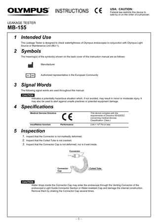 MB-155 LEAKAGE TESTER Instructions July 2013