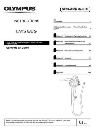 GF-UE190 ULTRASOUND GASTROINTESTINAL VIDEOSCOPE Operation Manual Jan 2020