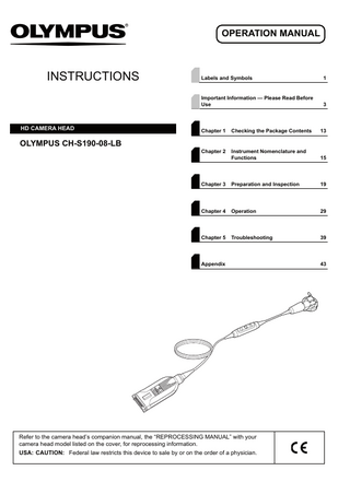 CH-S190-08-LB HD CAMERA HEAD Operation Manual Dec 2018