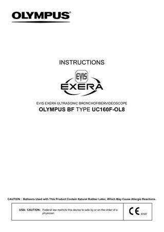 BF-UC160F-OL8 ULTRASONIC BRONCHOFIBERVIDEOSCOPE Instructions June 2006