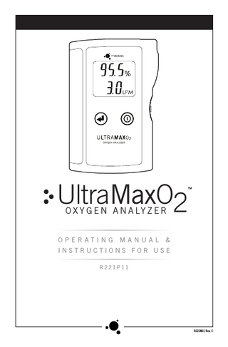 Ultra Max O2 Operating Manual & Instructions for Use