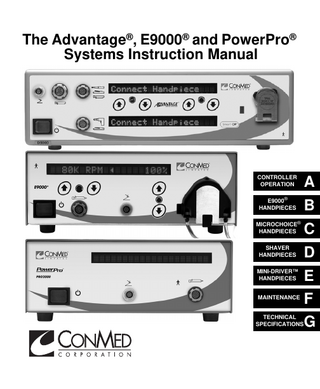 Linvatec Advantage, E9000 and PowerPro System Instruction Manual Rev AC