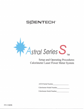 Astral Series S Setup and Operating Procedures