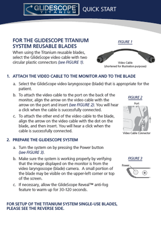 GlideScope TITANIUM SYSTEM Quick Start