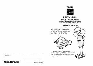 Baby and Mommy Scale Model 1582 Owners Manual