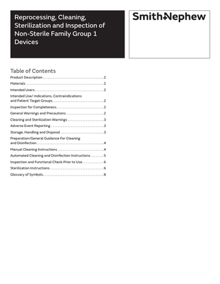 Reprocessing , Cleaning , Sterilization and Inspection of  Non-Sterile Family Group 1 Devices