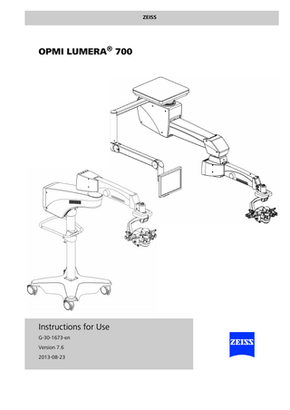 OPMI Lumera 700 Instructions for Use Ver 7.6 Aug 2013