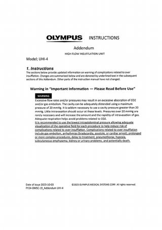 UHI-4 HIGH FLOW INSUFFLATION UNIT Addendum to Instructions