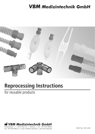 VBM Medizintechnik Reusable Products Reprocessing Instructions Jan 2020