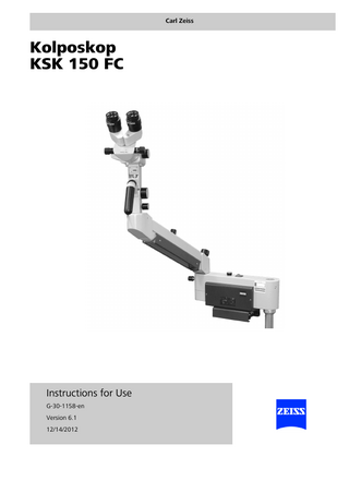 Colposcope KSK 150 FC Instructions for Use Ver 6.1 Dec 2012