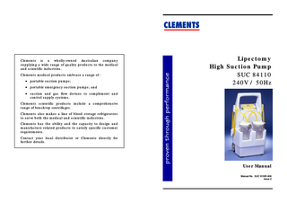 SUC 84110 - Lipectomy High Suction Pump User Manual Issue 2