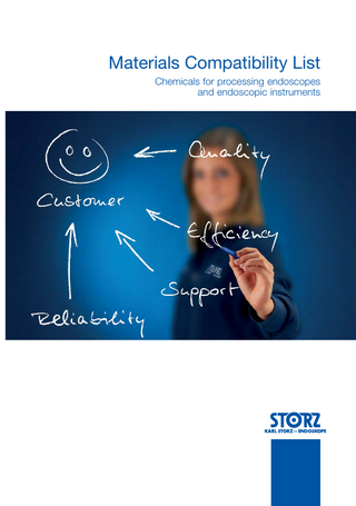 Table of Contents Preface...2 1. Manual Cleaning and Disinfection/Ultrasonic Cleaning ...4 1. 1 General warnings...4 1. 2 KARL STORZ has tested material compatibility and approved the following agents...6 2. Machine cleaning and disinfection...16 2. 1 General warnings...16 2. 2 KARL STORZ has tested material compatibility and approved the following agents...18 3. Notes...22  3  