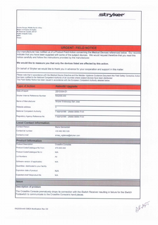 Crossfire Consoles Urgent Field Notice April 2010