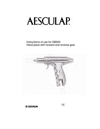 Handpiece with Forward and Reverse Gear for GB200 Instuctions for Use