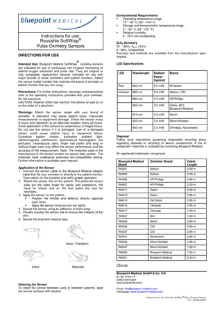 Autoclavable SoftWrap Pulse Oximetry Sensors Directions for Use V2.3