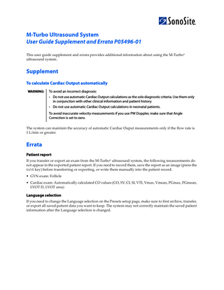 M-Turbo User Guide Supplement and Errata P05496-01 Oct 2010