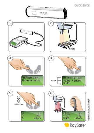 1  3  5  2s  © 2013.03 Unfors RaySafe 5000162-A  Quick Guide  2  6 cm  4  STEP  6  