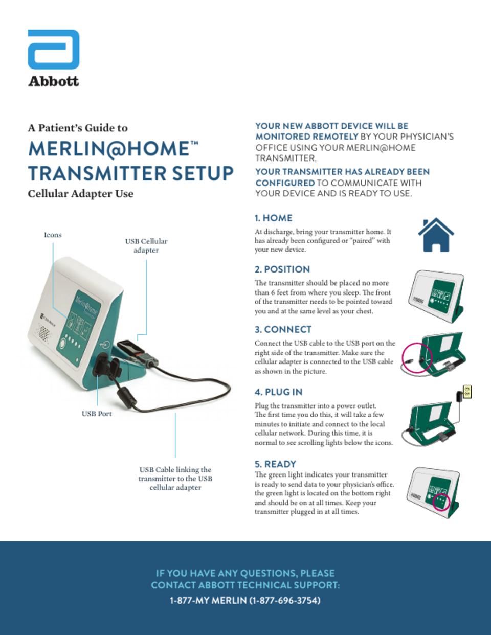 Merlin@Home Transmitter-Setup Guide Cellular Adapter Use Patients Guide  PDF download