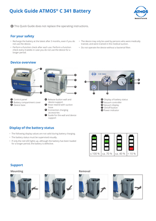 ATMOS C 341 battery Quick Guide Index 01 March 2017