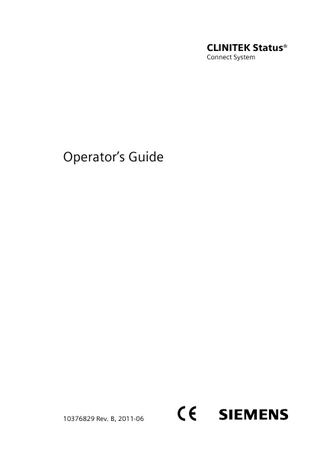 CLINITEK Status Connect System Operators Guide Rev B June 2011