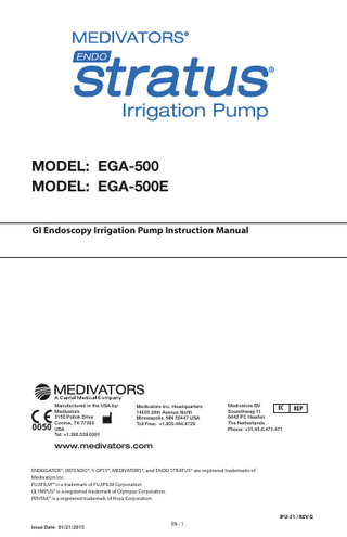 Table Of Contents  I. Unpacking And Inspection...3 II. Introduction...3 		 Definitions...3 Indications For Use...3 		 Contra-indications...3 III. Warnings And Cautions...4 IV. Product Features...6 		 Theory Of Operation...6 V. Technical Specifications...6 		 Electrical...6 		 Mechanical...7 		 Flow rates...7 		 Environmental Requirements...7 		 Accessories...8 Replacement Parts...8 VI. Front Panel Controls/Connections...9 VII. Rear Panel Connections...10 VIII. Setup And Operation...11 		 Initial Setup...11 		 Pre-procedure Setup...12 		 Water Pre-Warming...13 		 Operation...13 		 Shutdown...13 IX. Care And Maintenance...14 		 Cleaning...14 		 Maintenance...14 X. Electromagnetic Compatibility Information...15  IFU-51 / REV G  EN - 2  