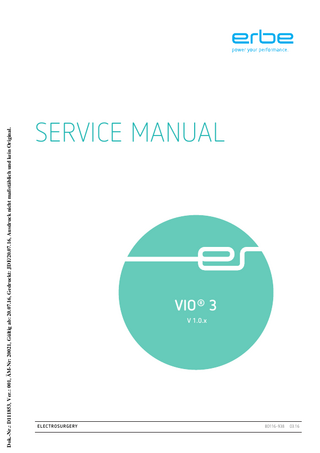 Table of Contents  Table of Contents Safety information... 7 Classification of the safety information... 7 Knowledge of the User Manual... 7 Protection from the risk of electric shock... 7 Electrostatically sensitive components... 8 Liability and warranty... 8  2  Controls... 9 Controls at the front... 9 Controls at the rear... 10  3  Technical Data... 11  4  System settings and "Service" menu... 13 General information... 13 Overview of system settings 1:  Further settings... 13 Overview of system settings 2:  Protected settings... 15 Overview: "Service" menu... 16 Calling up system settings... 18 Calling up the "Service" menu... 19  80116-938  03.16  Dok.-Nr.: D111853, Ver.: 001, ÄM-Nr: 20021, Gültig ab: 20.07.16, Gedruckt: JDE/20.07.16, Ausdruck nicht maßstäblich und kein Original.  1  5  Remedying malfunctions... 21 Safety information... 21 ERROR list... 21 Abbreviations of Error displays... 21 APC/APC-A error... 22 G/G-A error... 25 I/I-A error... 26 IES/IES A error... 28 M/M-A error... 29 N/N-A error... 32 P/P-A error... 35 S/S-A error... 37 U/U-A error... 42  5 / 78  