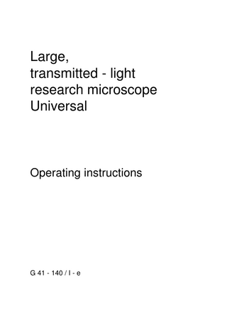 Zeiss Universal Transmitted Light Research Microscope Instruction Manual