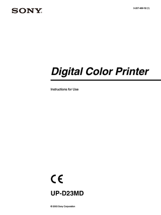 UP-D23MD Instructions for Use