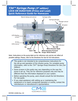 T34 Quick Reference Guide for Homecare  3rd edition Rev 04