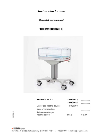 THERMOCARE K Instructions for Use V1.07