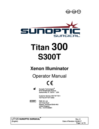 Titan 300 Model S300T Operator Manual Rev H March 2017