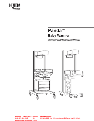 Panda Baby Warmer Operation and Maintenance Manual